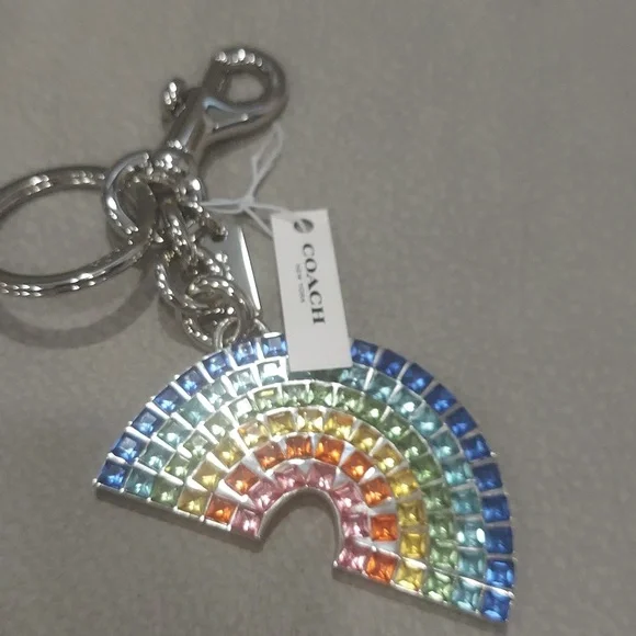 COACH CRYSTAL RAINBOW KEY CHAIN BAG CHARM - Picture 9 of 9